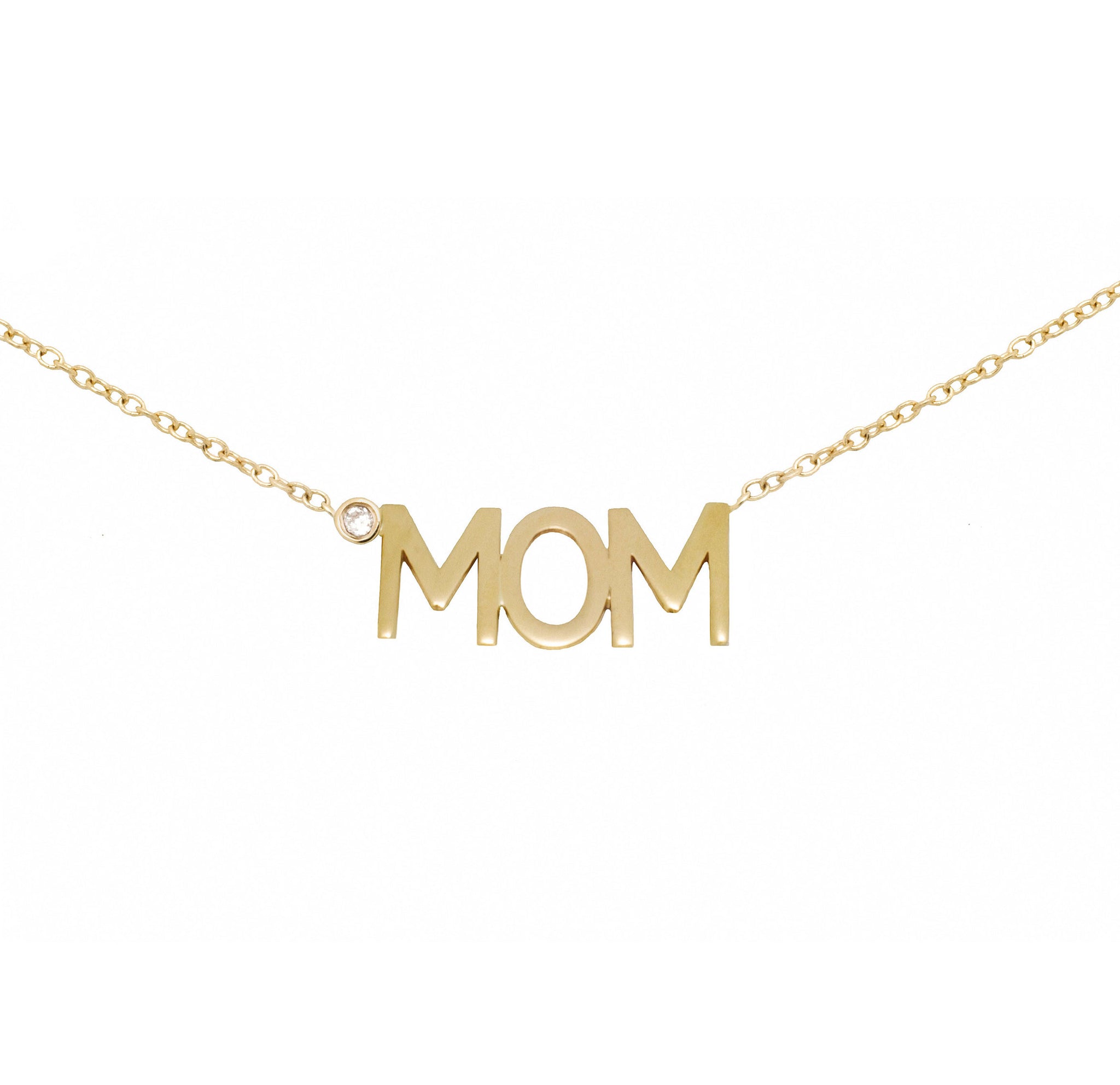 Yellow Gold Diamond Mom Necklace, Mama, Mother's Day Gift – LTB JEWELRY
